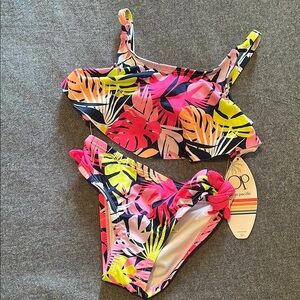 OP Pink and Yellow Bikini Set Vibrant Swimwear